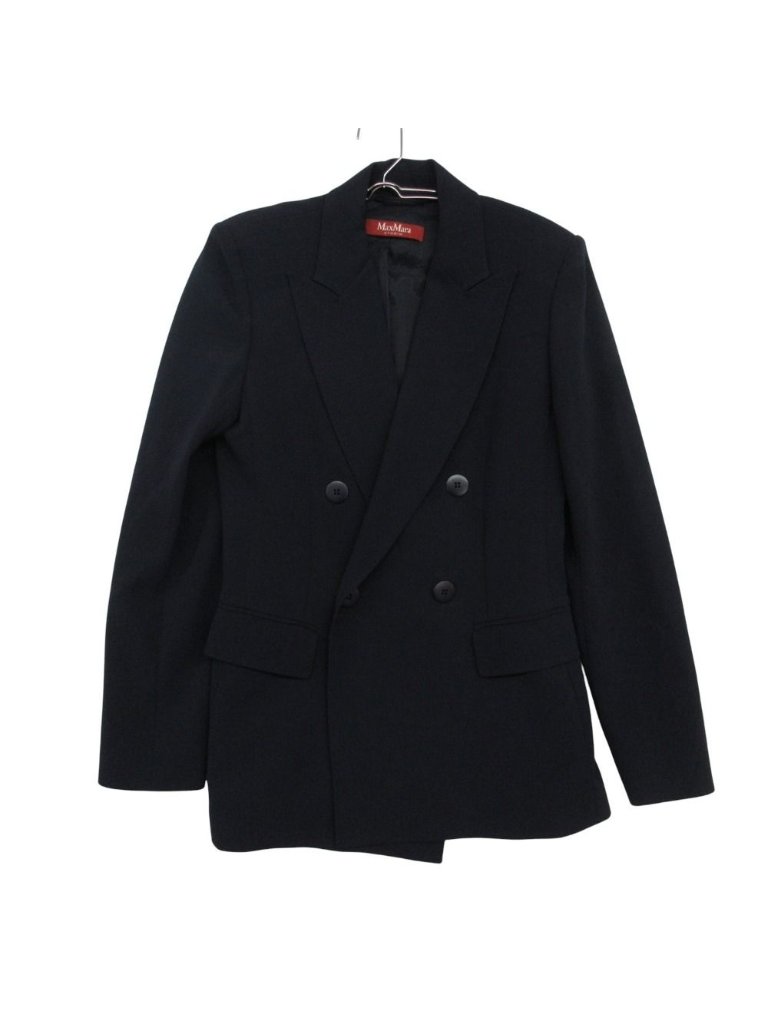 Max Mara Maxmara Studio Tailored Jacket Double Breasted Peaked Lapel Navy